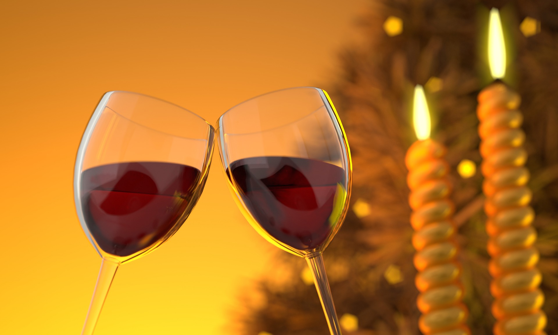 赤ワインが入れられた２つのグラス