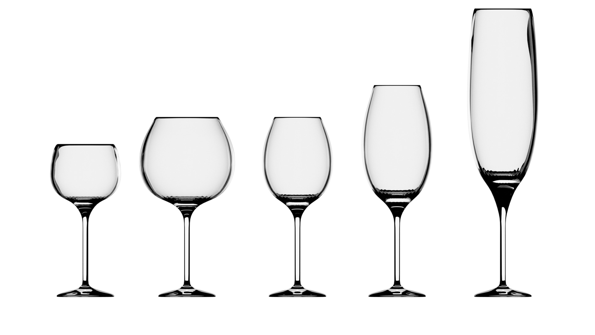 5種類のワイングラス